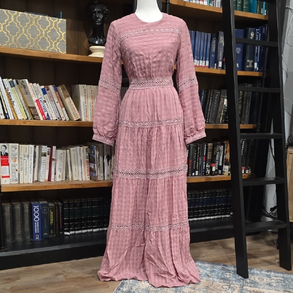 Annahhariri Dresses & Skirts - Chic Long Sleeve Pink Maxi Dress, Size 8, Never Worn With Tags